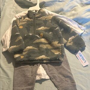 Carter's Camouflage Fleece Pullover and Gray 3 Pc Pants Set
